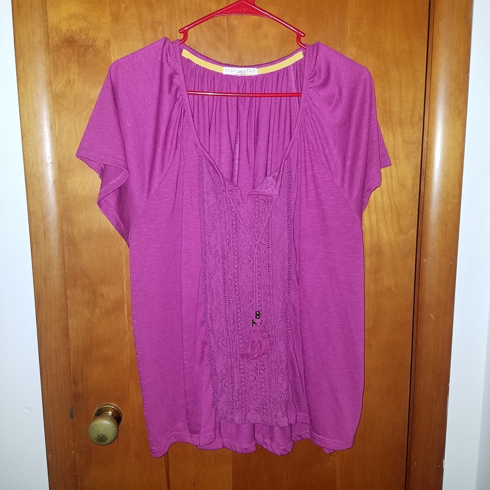 Purple Lace Front Shirt Boho Style